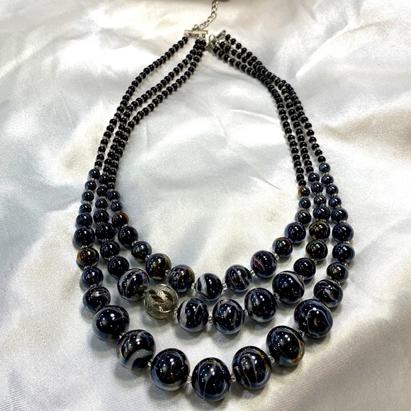 Vintage Black Murano Glass Necklace - Picture 1 of 3